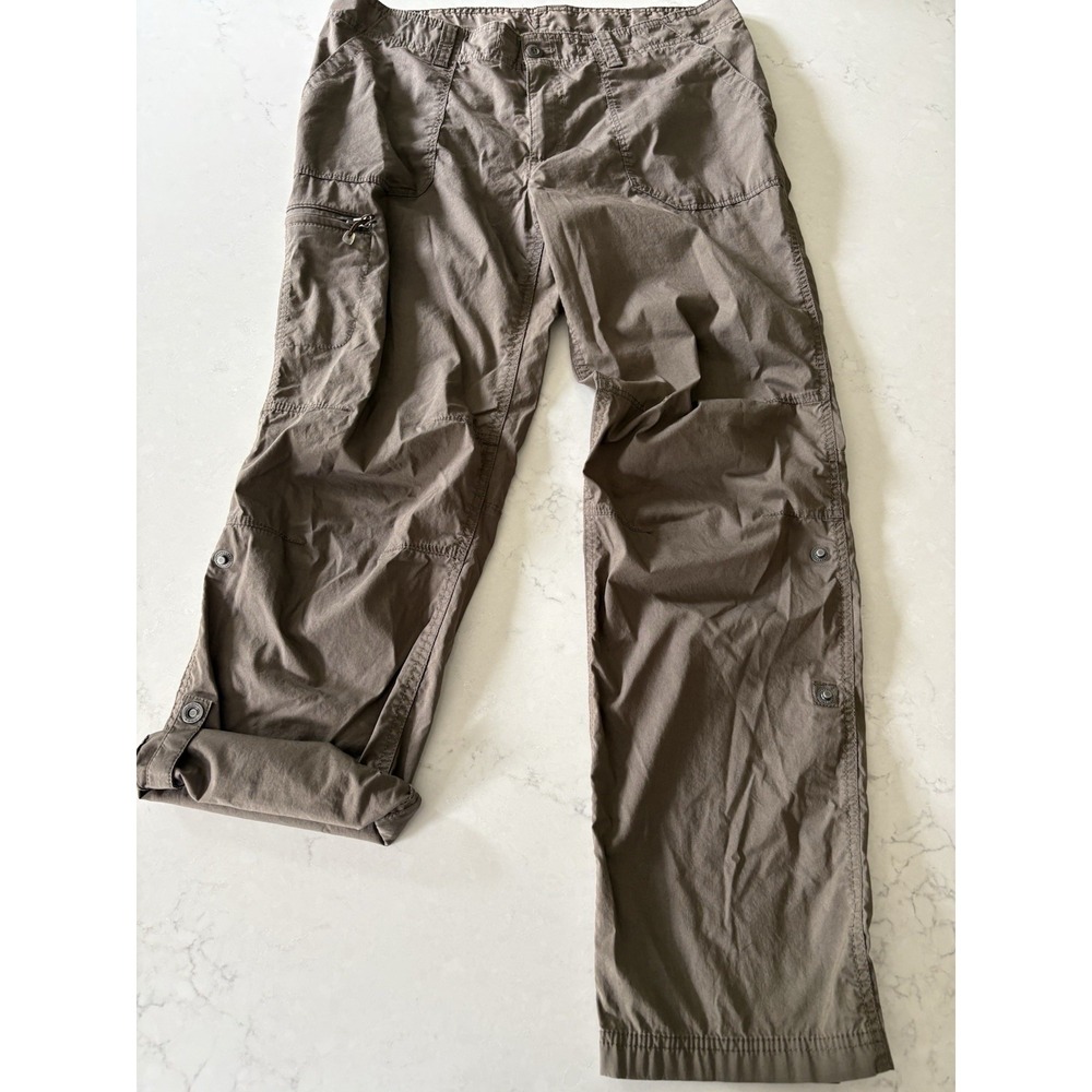 EDDIE BAUER Pants Brown Cargo Roll Tab Outdoors Hiking Womens 12 Gorpcore